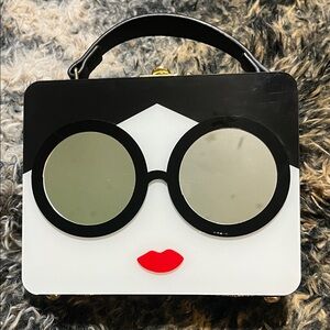 Trendy Black and White Mini Bag with Chain Strap.